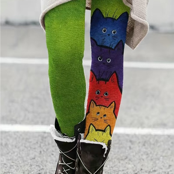 Cat Print Leggings - Picture 1 of 2